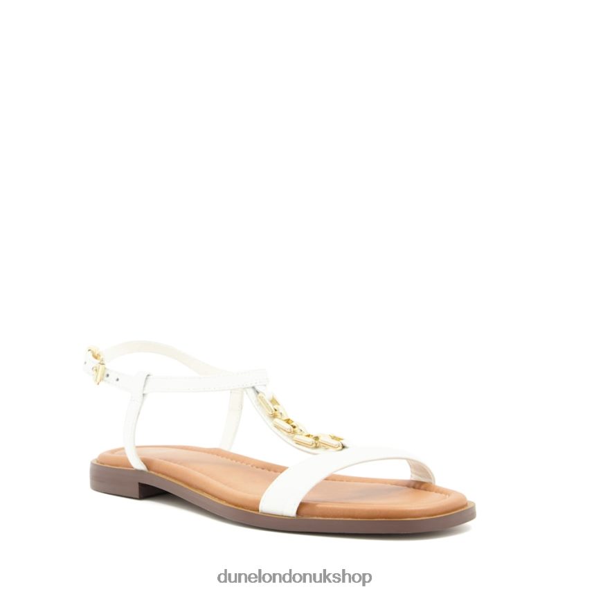 Chain Croc-Effect Flat Sandals Women N4BBPB101 Dune London Lotty White - Click Image to Close