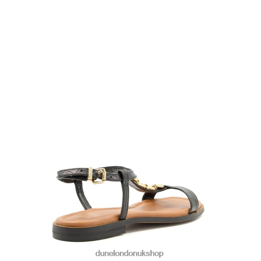 Chain Croc-Effect Flat Sandals Women N4BBPB456 Dune London Lotty Black