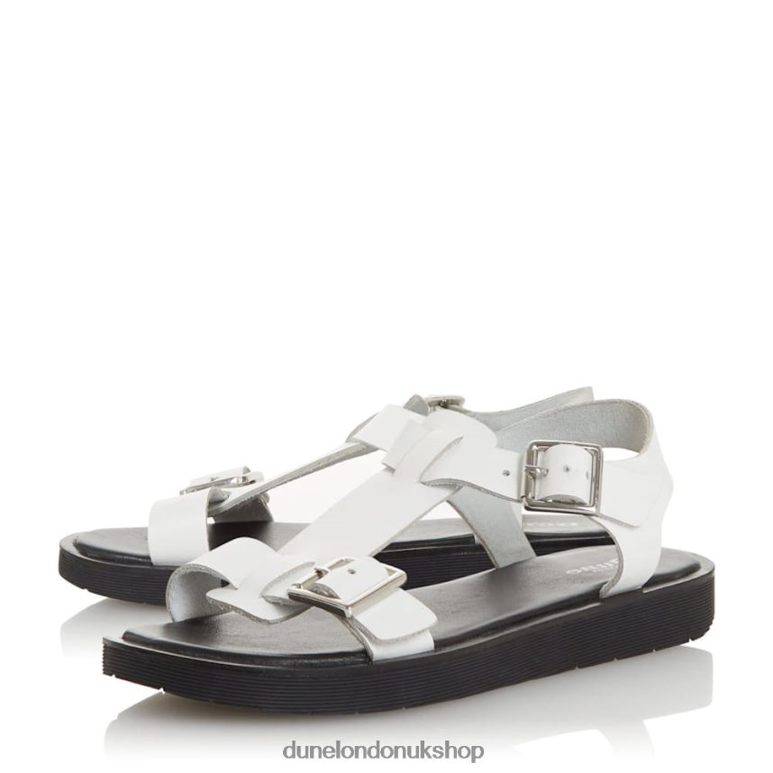 Chunky Buckle Flat Sandals Women N4BBPB421 Dune London Langlie White