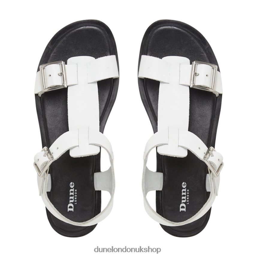 Chunky Buckle Flat Sandals Women N4BBPB421 Dune London Langlie White