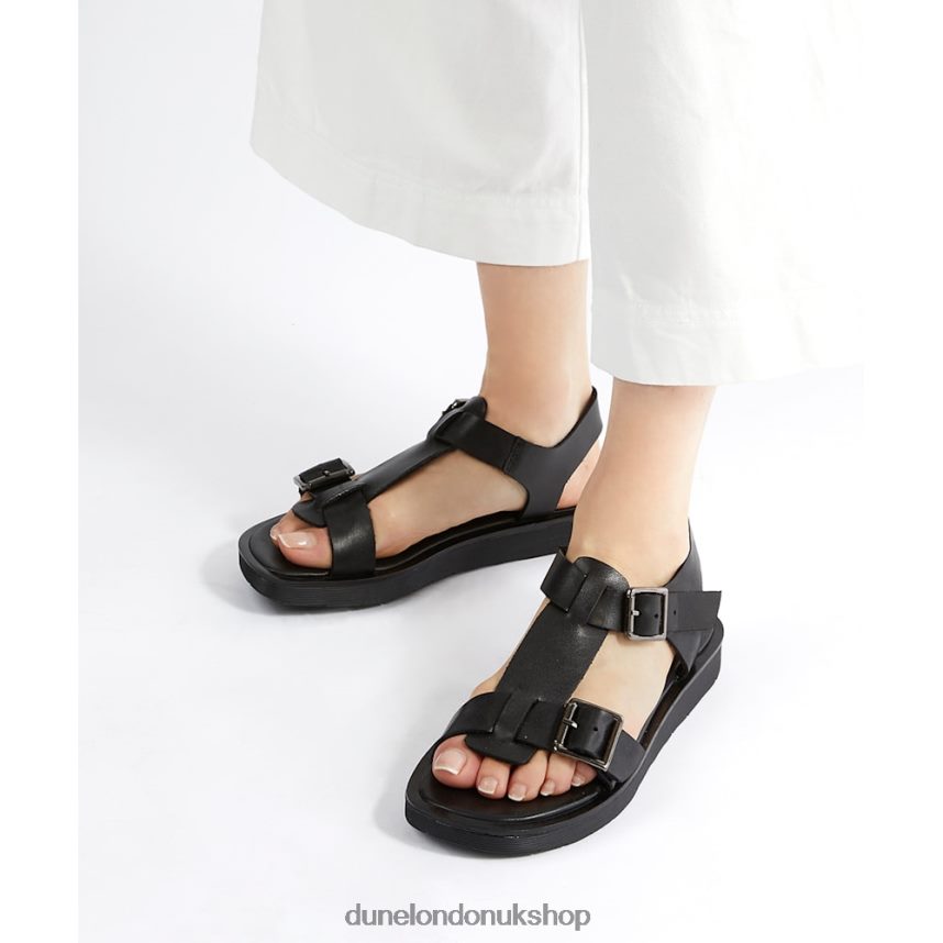 Chunky Buckle Flat Sandals Women N4BBPB535 Dune London Langlie Black