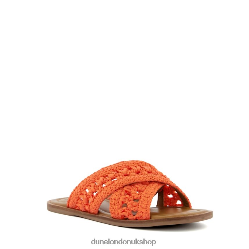 Crochet Flat Sandals Women N4BBPB76 Dune London Level Orange - Click Image to Close