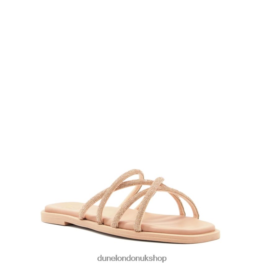 Diamante-Crossover-Strap Flat Sandals Women N4BBPB451 Dune London Lilybet Blush