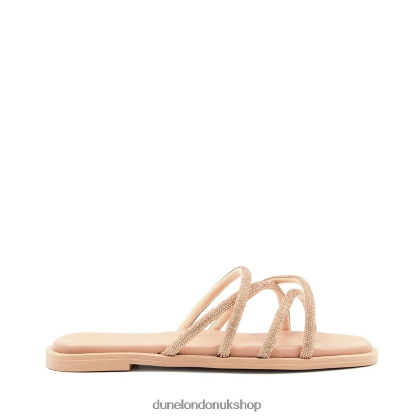 Diamante-Crossover-Strap Flat Sandals Women N4BBPB451 Dune London Lilybet Blush