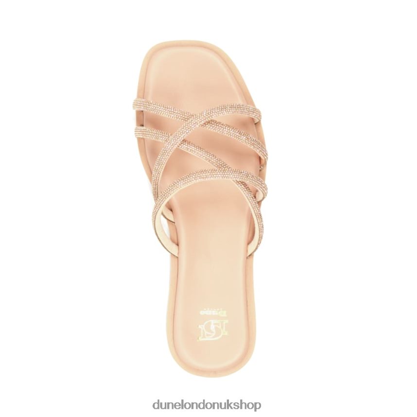 Diamante-Crossover-Strap Flat Sandals Women N4BBPB451 Dune London Lilybet Blush