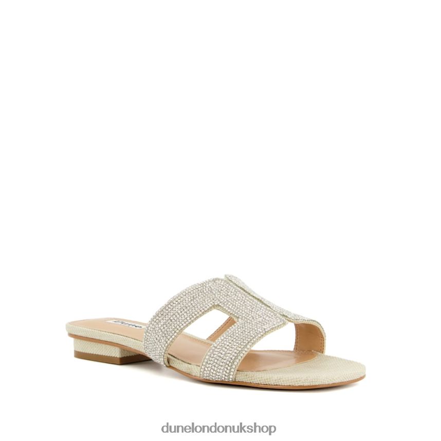 Diamante Flat Sliders Women N4BBPB430 Dune London Loupe Silver - Click Image to Close