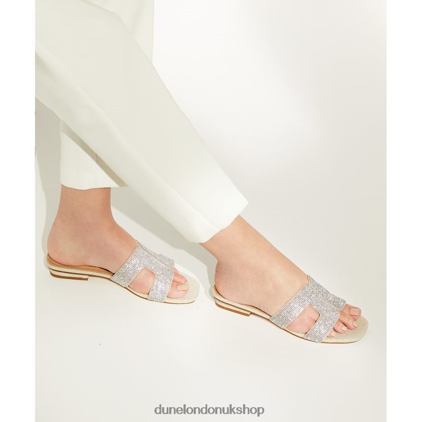 Diamante Flat Sliders Women N4BBPB430 Dune London Loupe Silver