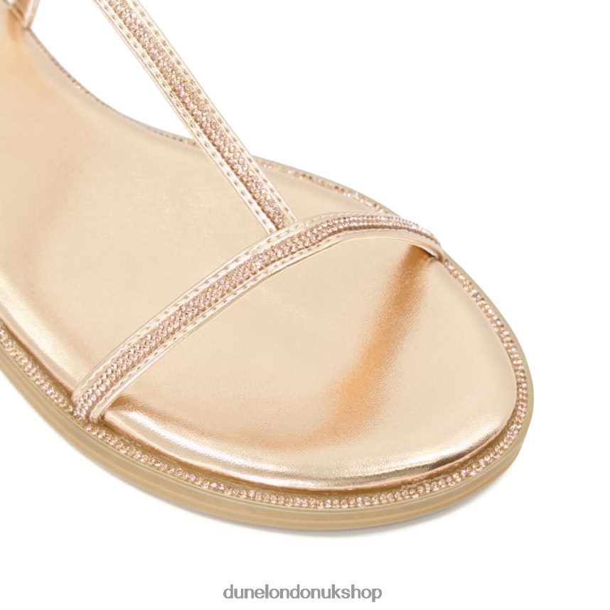 Diamante Flat T-Bar Sandals Women N4BBPB466 Dune London Narrate Rose Gold