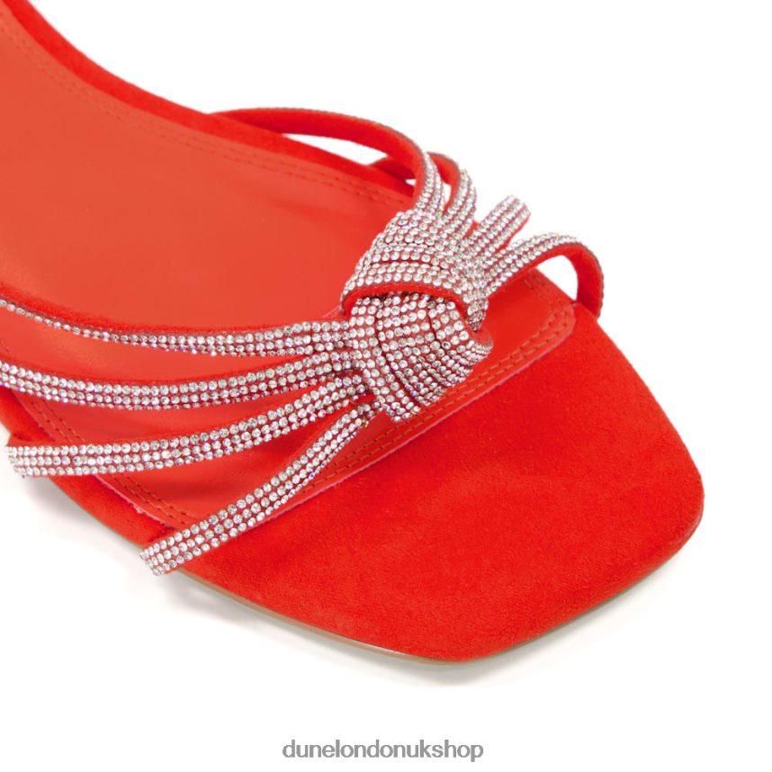 Diamante-Knot Flat Sandals Women N4BBPB462 Dune London Nya Orange