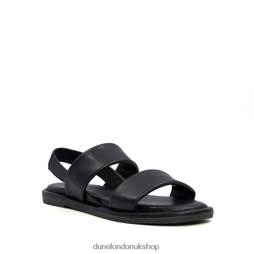 Double-Strap Leather Sandals Women N4BBPB337 Dune London Laude Black - Click Image to Close