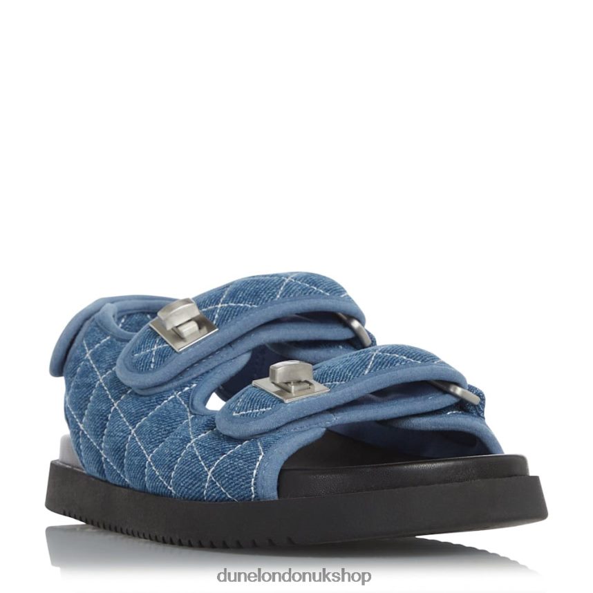 Double Strap Turn Lock Flat Sandals Women N4BBPB416 Dune London Lockstockk Blue