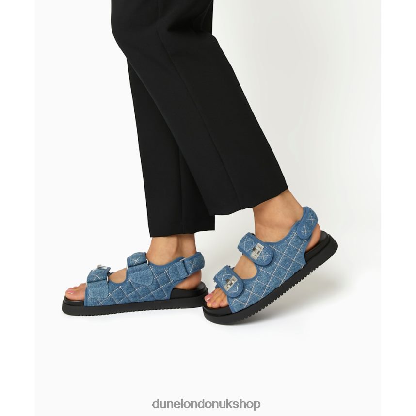 Double Strap Turn Lock Flat Sandals Women N4BBPB416 Dune London Lockstockk Blue