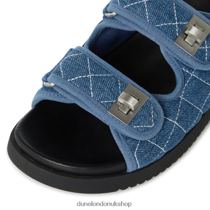 Double Strap Turn Lock Flat Sandals Women N4BBPB416 Dune London Lockstockk Blue