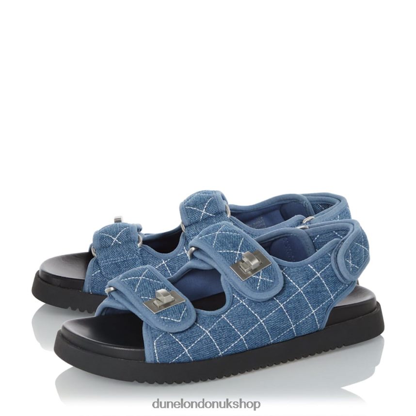 Double Strap Turn Lock Flat Sandals Women N4BBPB416 Dune London Lockstockk Blue