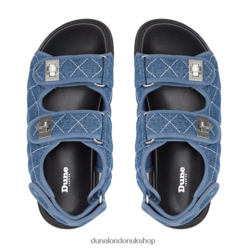 Double Strap Turn Lock Flat Sandals Women N4BBPB416 Dune London Lockstockk Blue