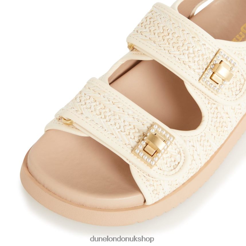 Double Strap Turn Lock Flat Sandals Women N4BBPB431 Dune London Lockstockk Natural