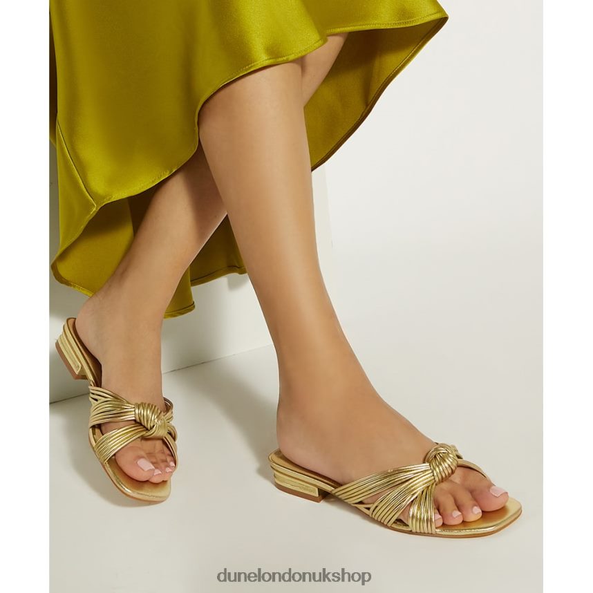 Knot-Detail Slider Sandals Women N4BBPB51 Dune London Leyla Gold