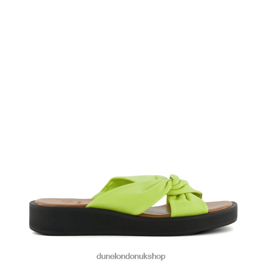 Knot-Strap Leather Flatform Sandals Women N4BBPB71 Dune London Lizo Lime Green