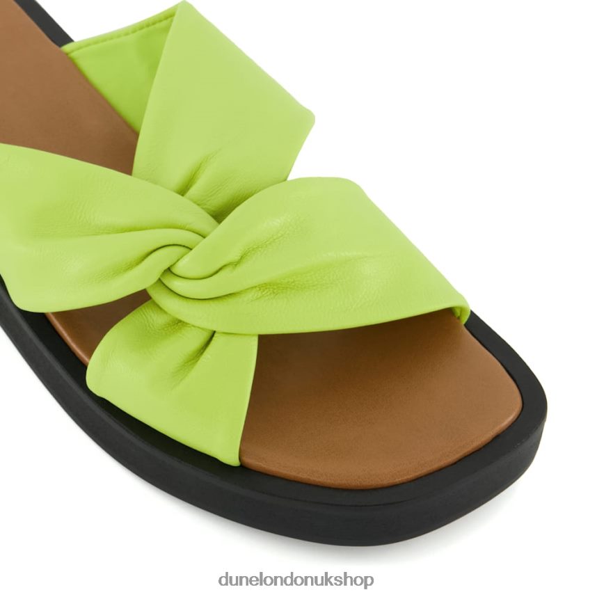 Knot-Strap Leather Flatform Sandals Women N4BBPB71 Dune London Lizo Lime Green