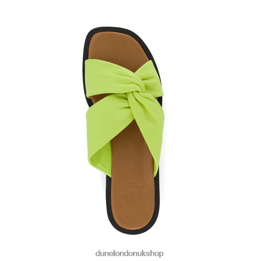 Knot-Strap Leather Flatform Sandals Women N4BBPB71 Dune London Lizo Lime Green