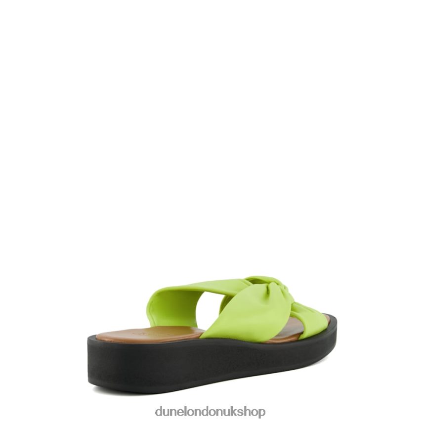 Knot-Strap Leather Flatform Sandals Women N4BBPB71 Dune London Lizo Lime Green