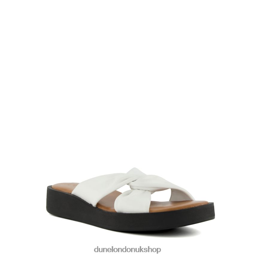 Knot-Strap Leather Flatform Sandals Women N4BBPB79 Dune London Lizo White