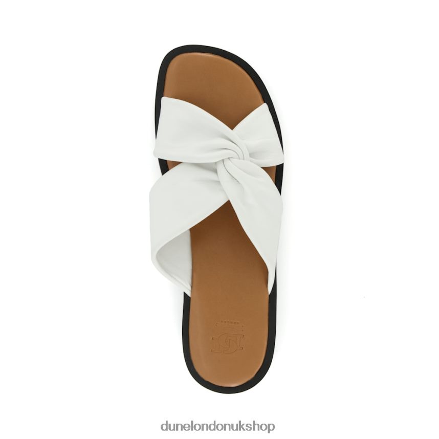 Knot-Strap Leather Flatform Sandals Women N4BBPB79 Dune London Lizo White