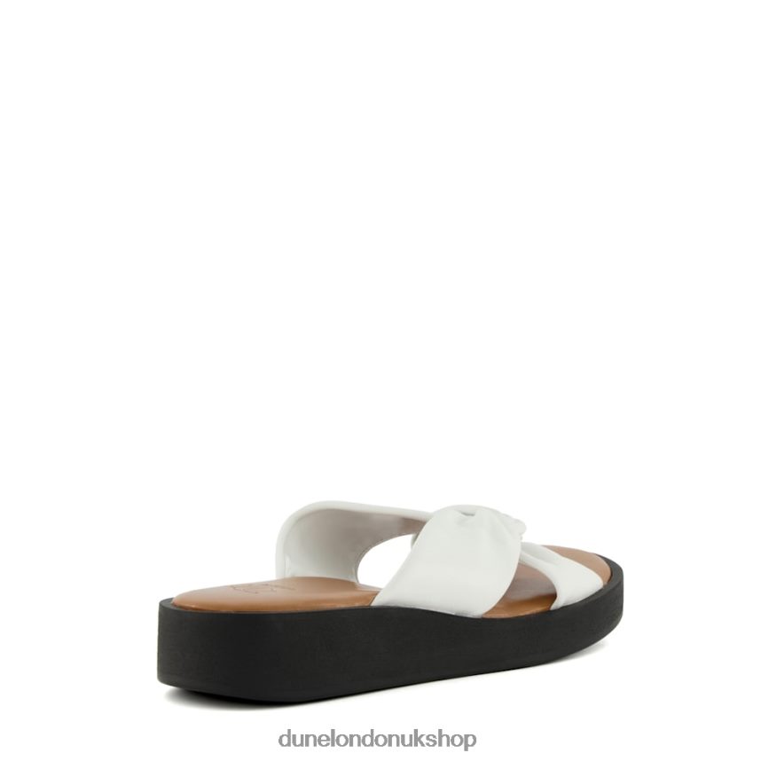 Knot-Strap Leather Flatform Sandals Women N4BBPB79 Dune London Lizo White