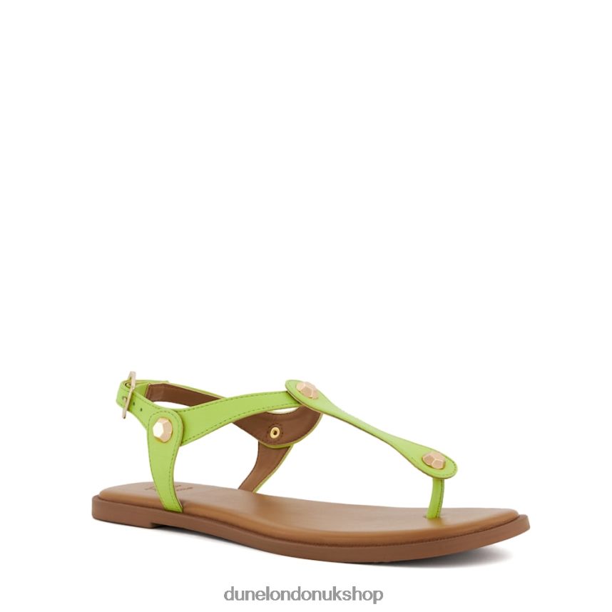 Leather Flat Sandals Women N4BBPB410 Dune London Larter Lime Green - Click Image to Close