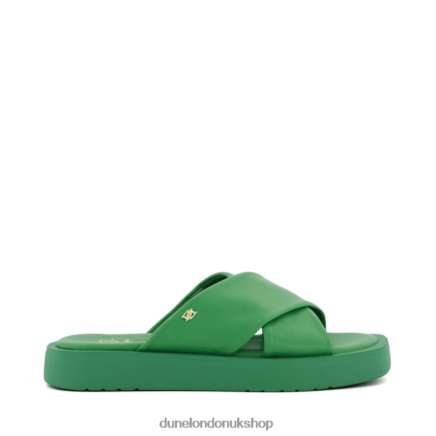 Leather Flat Sandals Women N4BBPB50 Dune London Liquor Green