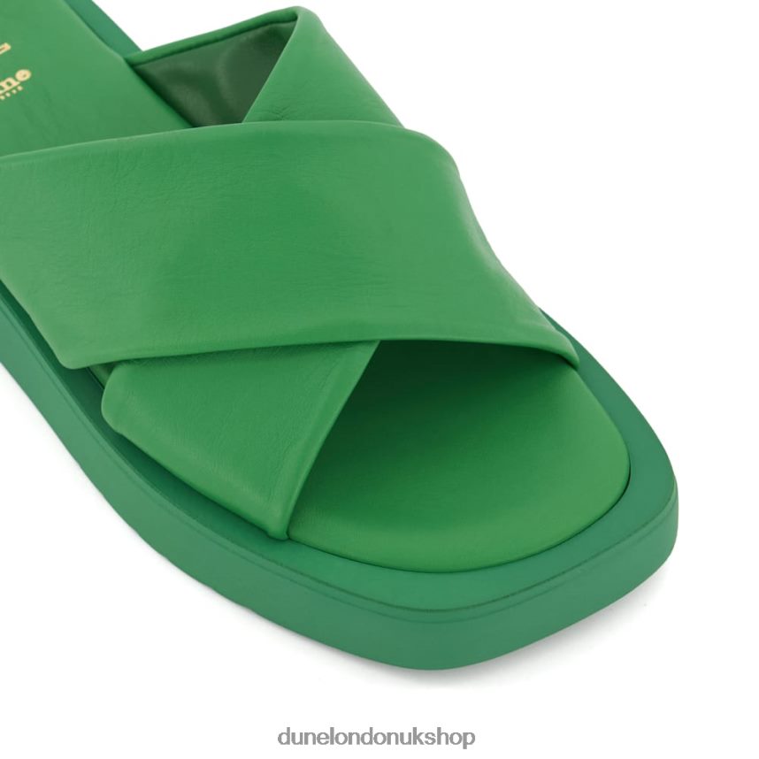 Leather Flat Sandals Women N4BBPB50 Dune London Liquor Green