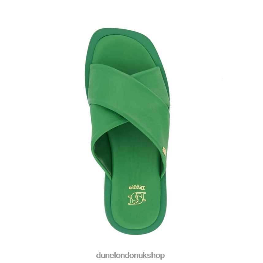 Leather Flat Sandals Women N4BBPB50 Dune London Liquor Green