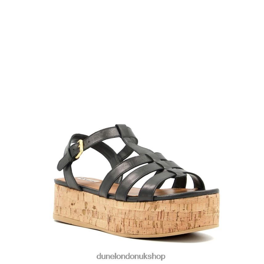 Strappy Cork-Flatform Sandals Women N4BBPB165 Dune London Lenson Black - Click Image to Close