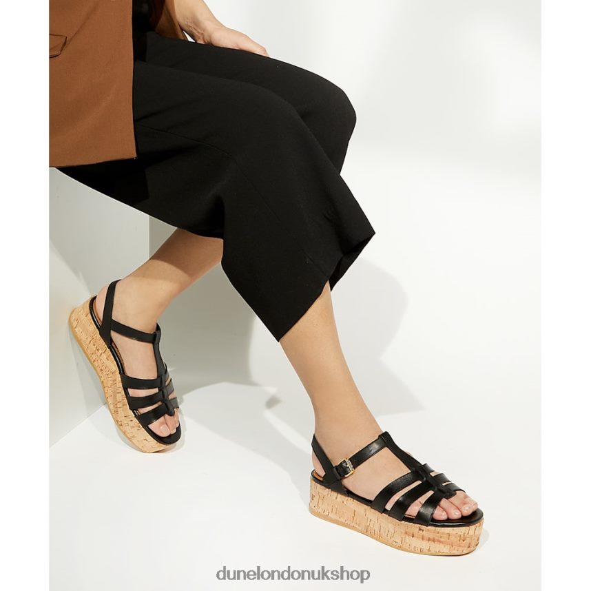 Strappy Cork-Flatform Sandals Women N4BBPB165 Dune London Lenson Black