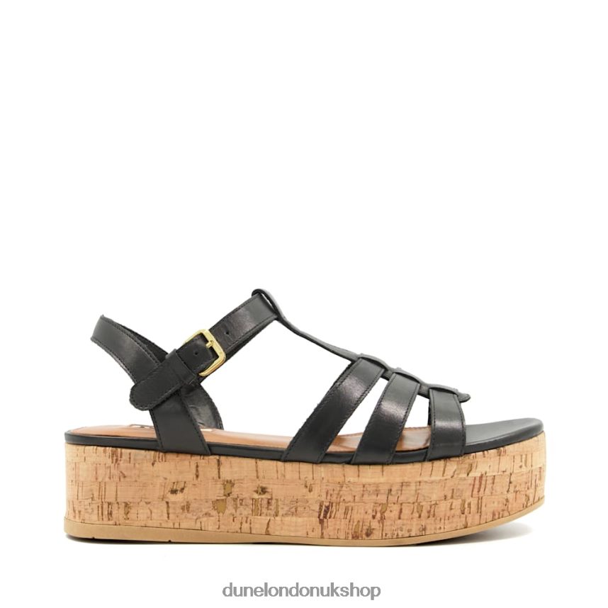 Strappy Cork-Flatform Sandals Women N4BBPB165 Dune London Lenson Black