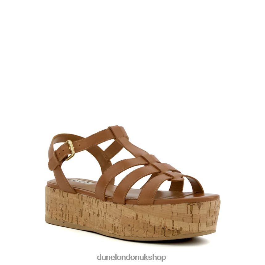 Strappy Cork-Flatform Sandals Women N4BBPB166 Dune London Lenson Tan