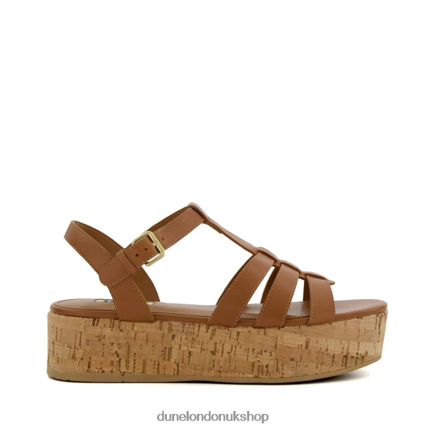 Strappy Cork-Flatform Sandals Women N4BBPB166 Dune London Lenson Tan