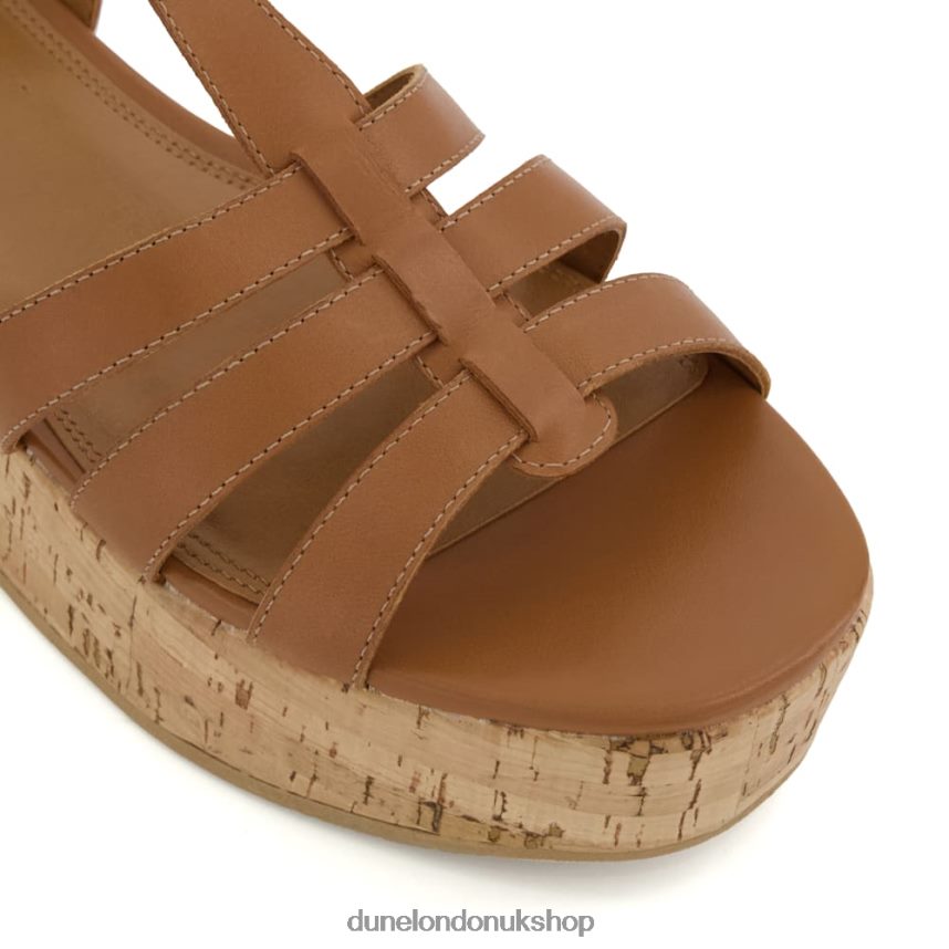 Strappy Cork-Flatform Sandals Women N4BBPB166 Dune London Lenson Tan