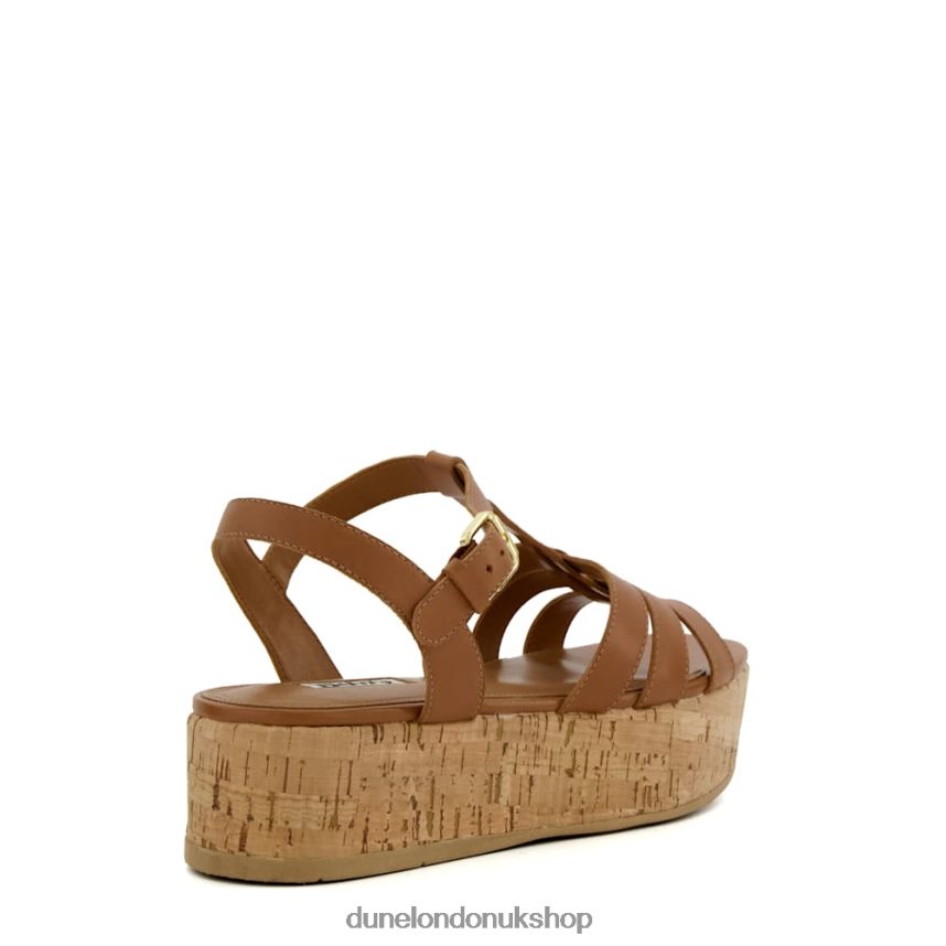 Strappy Cork-Flatform Sandals Women N4BBPB166 Dune London Lenson Tan