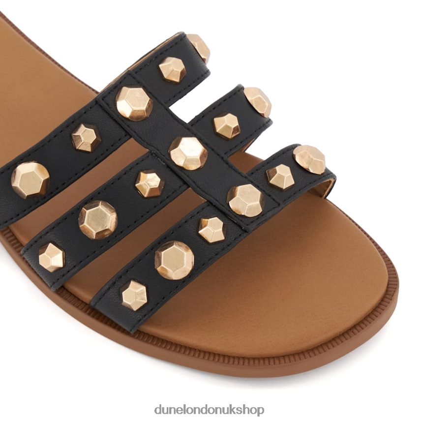 Stud-Strap Leather Flat Sandals Women N4BBPB52 Dune London Little Black