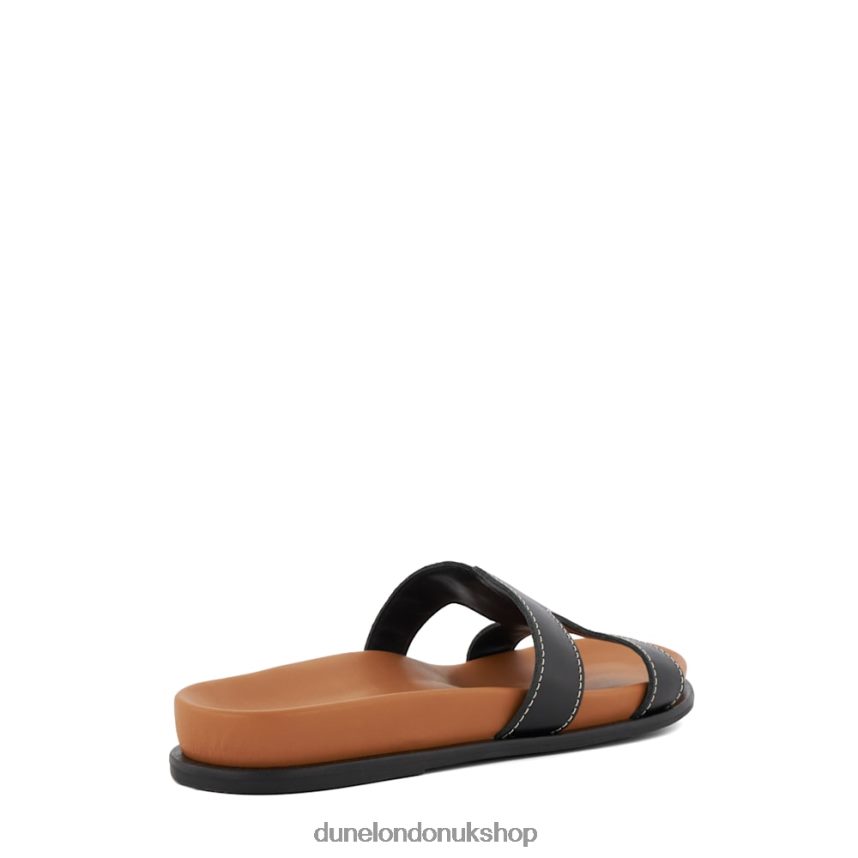 Topstitch-Detail Comfort-Footbed Slider Sandals Women N4BBPB6 Dune London Loupa Black