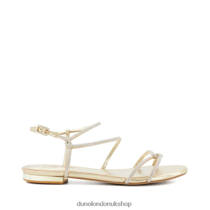 Wide Fit Diamante-T-Bar Sandals Women N4BBPB48 Dune London Nightly Champagne