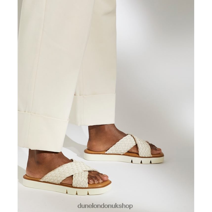 Woven Leather Sliders Women N4BBPB320 Dune London Lexey Ecru