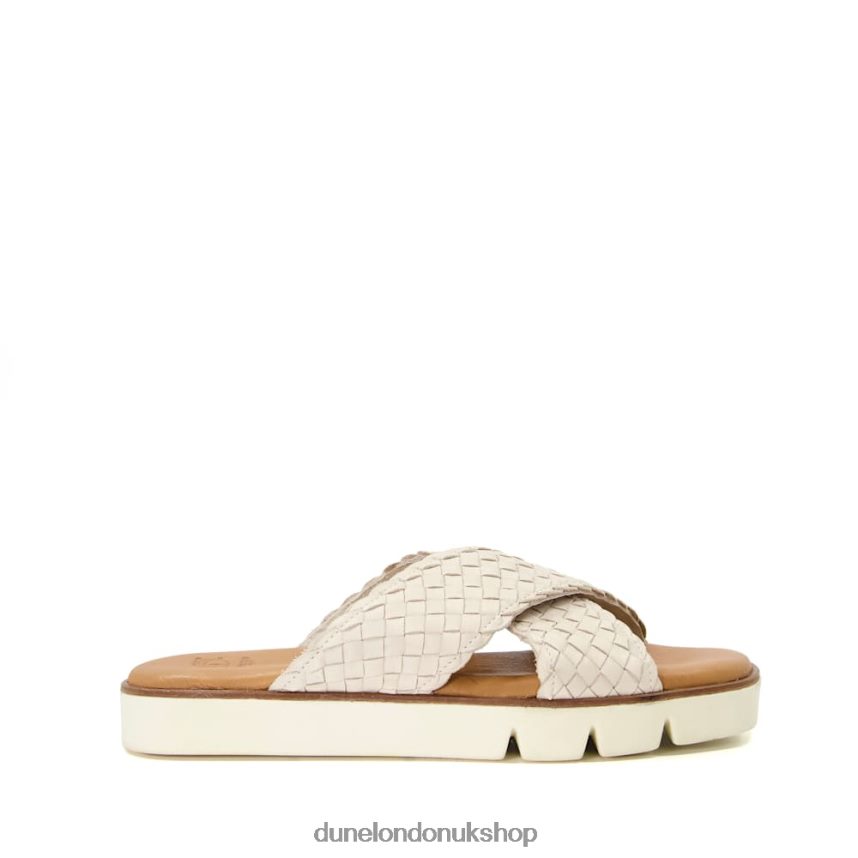 Woven Leather Sliders Women N4BBPB320 Dune London Lexey Ecru