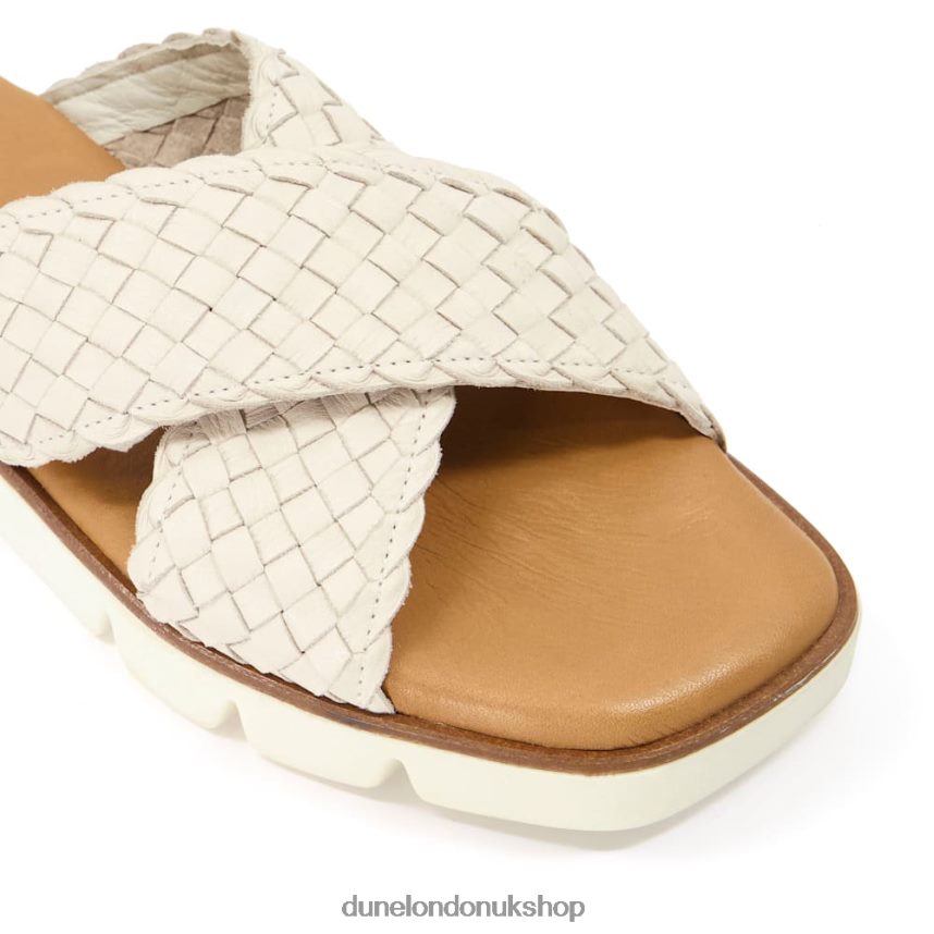 Woven Leather Sliders Women N4BBPB320 Dune London Lexey Ecru