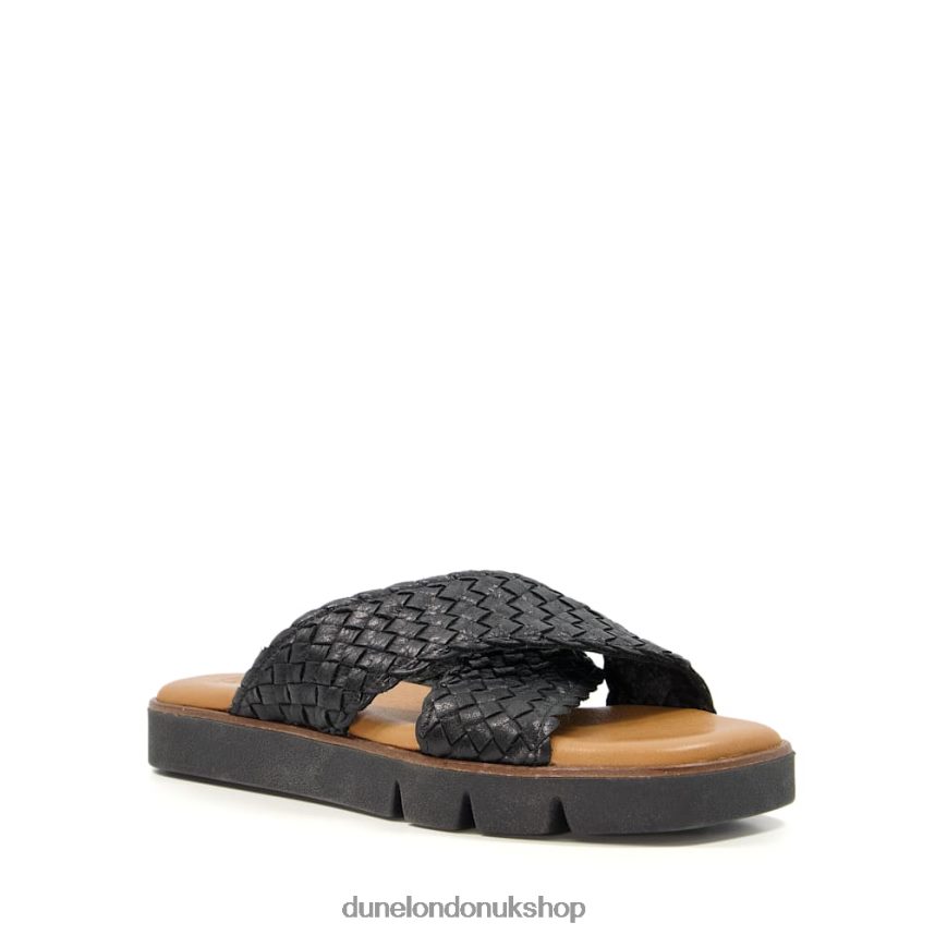 Woven Leather Sliders Women N4BBPB596 Dune London Lexey Black