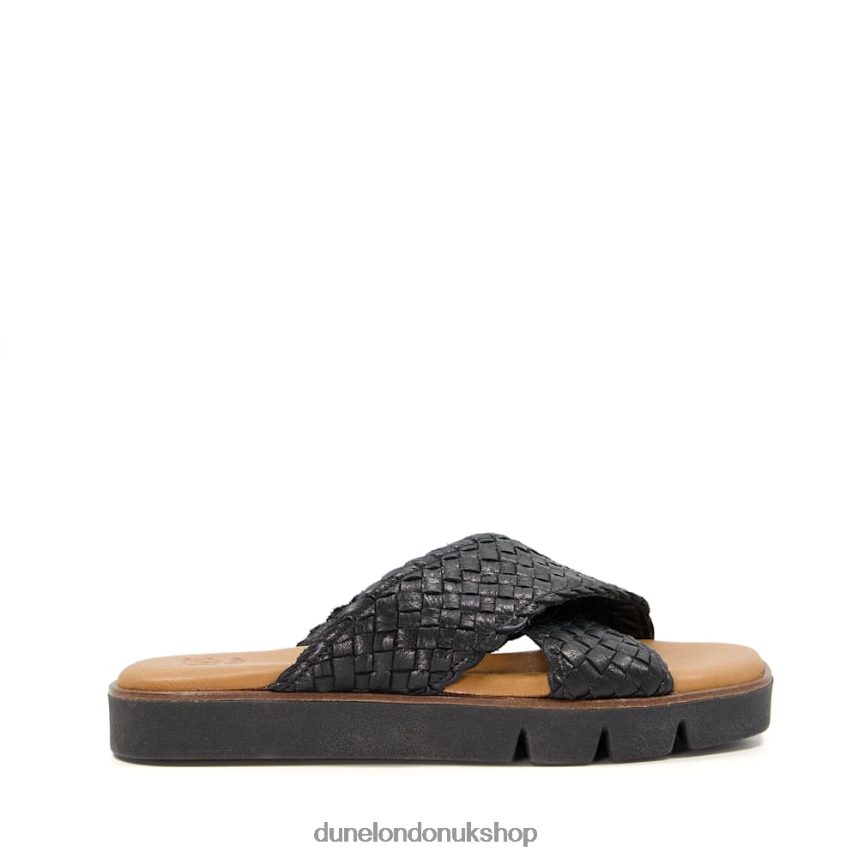 Woven Leather Sliders Women N4BBPB596 Dune London Lexey Black