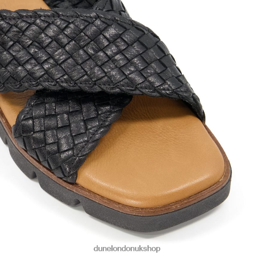 Woven Leather Sliders Women N4BBPB596 Dune London Lexey Black