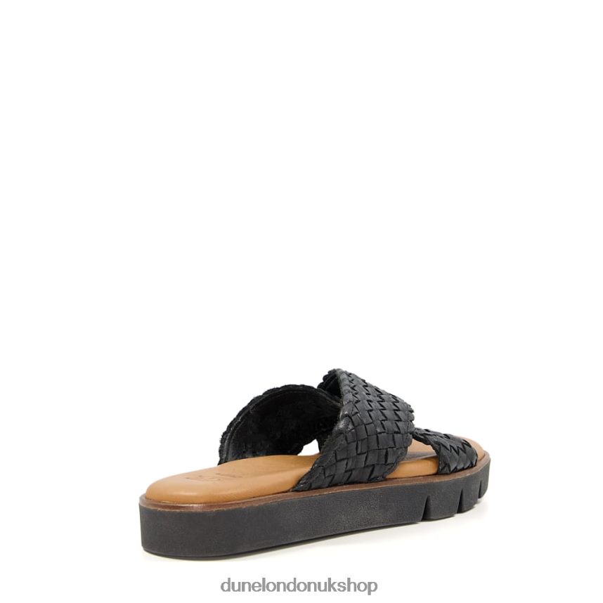 Woven Leather Sliders Women N4BBPB596 Dune London Lexey Black