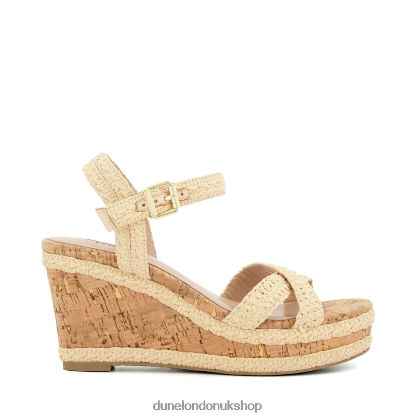 Braided-Cross-Strap Cork-Wedge Sandals Women N4BBPB127 Dune London Kelisa Natural